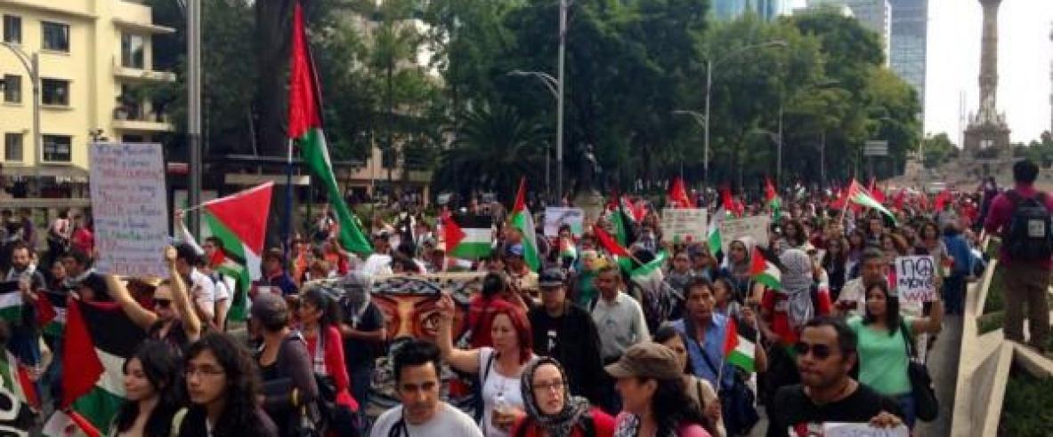 تظاهرة في العاصمة المكسيكية تضامنا مع فلسطين