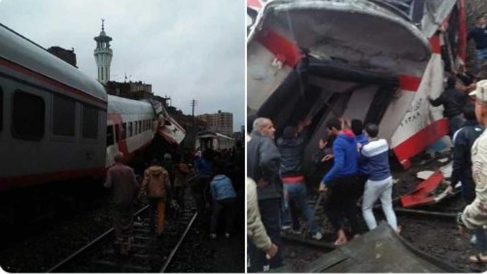 أكثر من عشرين مصابا باصطدام قطارين بمنطقة إمبابة