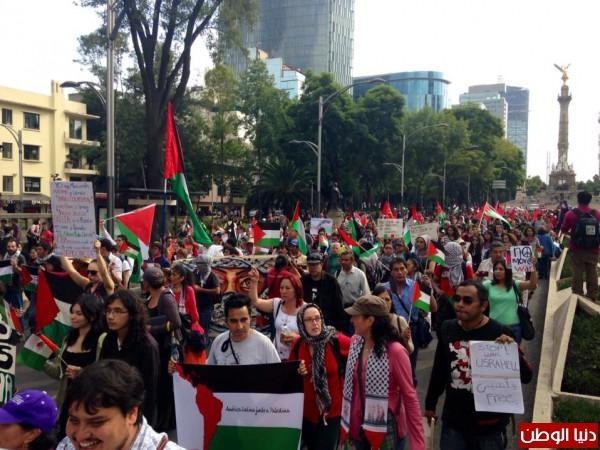 تظاهرة في العاصمة المكسيكية تضامنا مع فلسطين