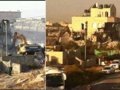 بالصور : جرافات الاحتلال تهدم منزلا في بيت حنينا شمال القدس