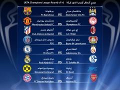 قرعة دور 16 في دوري ابطال اوروبا لكرة القدم