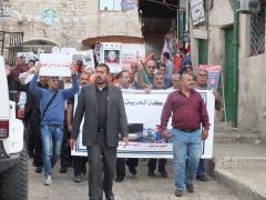 بالصور : مسيرة ومهرجان تضامني مع الاسرى المضربين في بيت لحم