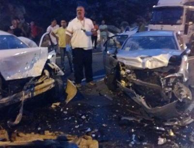 اصابات بحادث بين مركبتين فلسطينية واسرائيلية جنوب نابلس