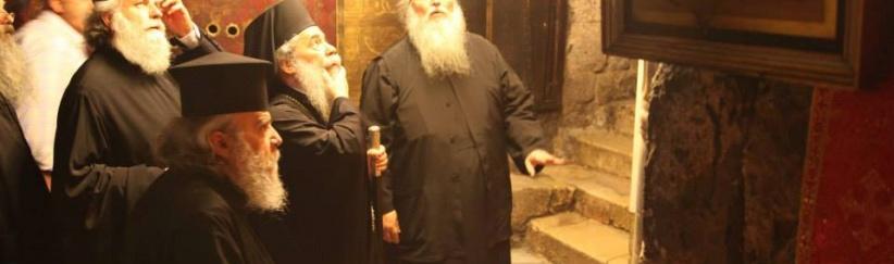 بالصور: غبطة البطريرك ثيوفيلوس الثالث بطريرك يتفقد كنيسة المهد بعد الحادث