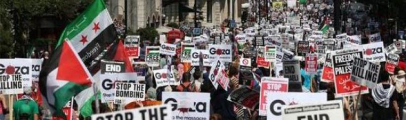 تظاهرات في امريكا تنديدا بانحياز الاعلام لاسرائيل