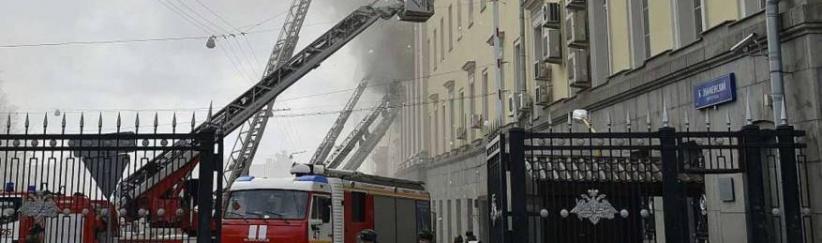 حريق في مبنى لوكالة مخابرات روسية في موسكو