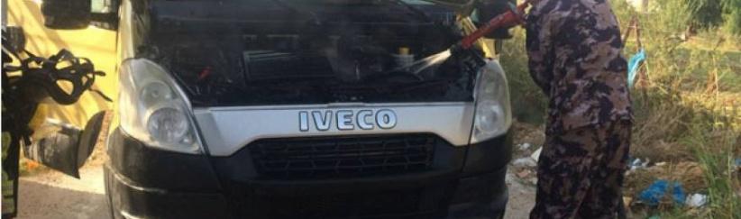 احتراق حافلة روضة أطفال في طولكرم