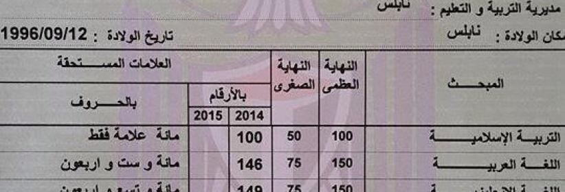طالبة من نابلس حصلت على ” معدل 93.9 ” فلم تعجبها نتيجتها فاعادت السنه مرة ثانيه