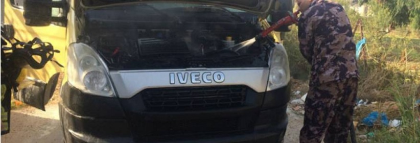 احتراق حافلة روضة أطفال في طولكرم