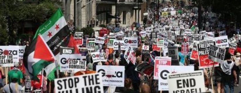 تظاهرات في امريكا تنديدا بانحياز الاعلام لاسرائيل