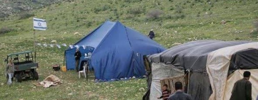 مستعمرون ينصبون خيمة في الرشايدة شرق بيت لحم