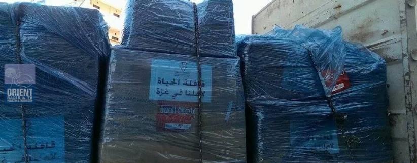 بالصور : وصول قافلة الحياة 2 الى مقر جمعية الشبان المسيحية في غزة