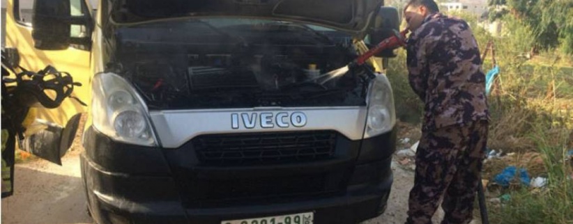 احتراق حافلة روضة أطفال في طولكرم