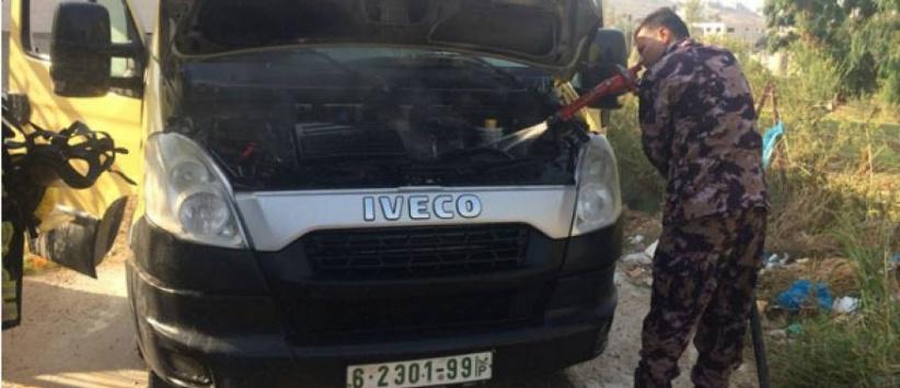 احتراق حافلة روضة أطفال في طولكرم