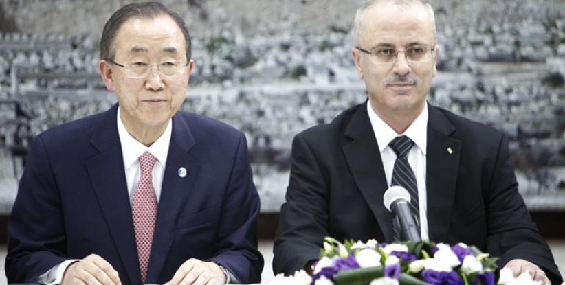 الحمد الله وكي مون يؤكدان أن دولاب إعمار غزة بدأ بالدوران