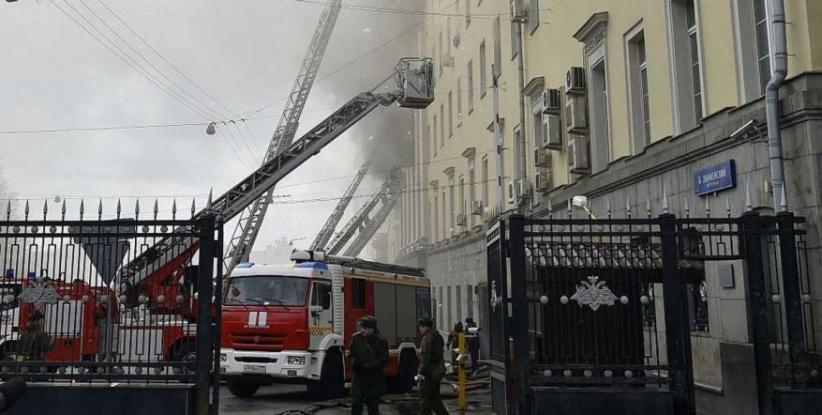 حريق في مبنى لوكالة مخابرات روسية في موسكو