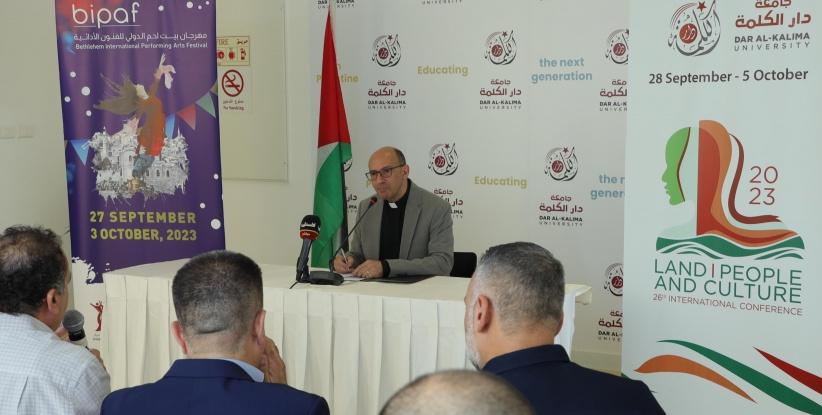 جامعة دار الكلمة تنظيم مؤتمر صحفي لإطلاق مؤتمرها الدولي السادس والعشرين ومهرجان بيت لحم الدولي للفنون الأدائية بنسخته الثانية