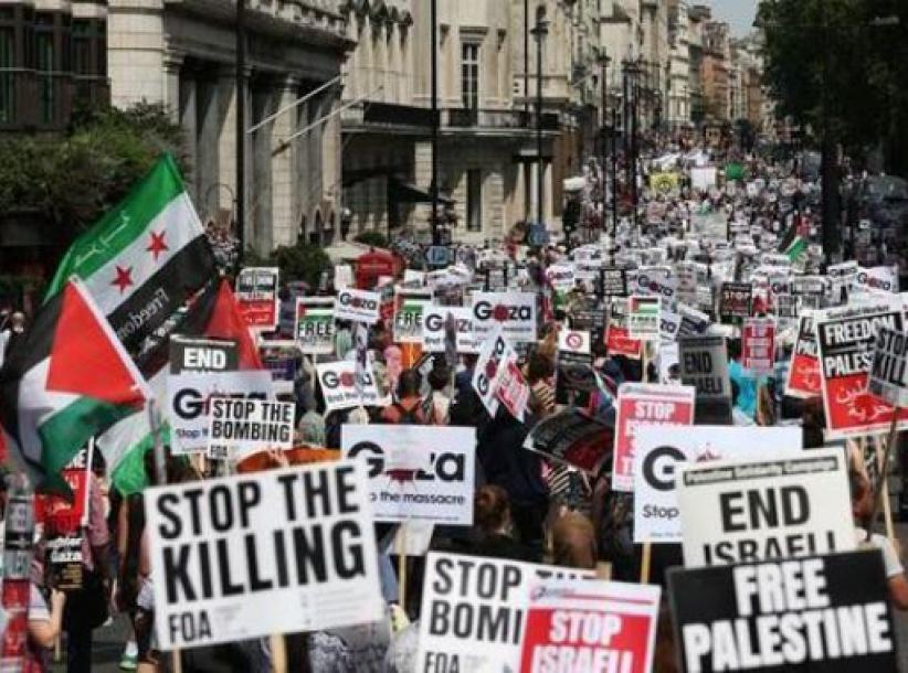 تظاهرات في امريكا تنديدا بانحياز الاعلام لاسرائيل