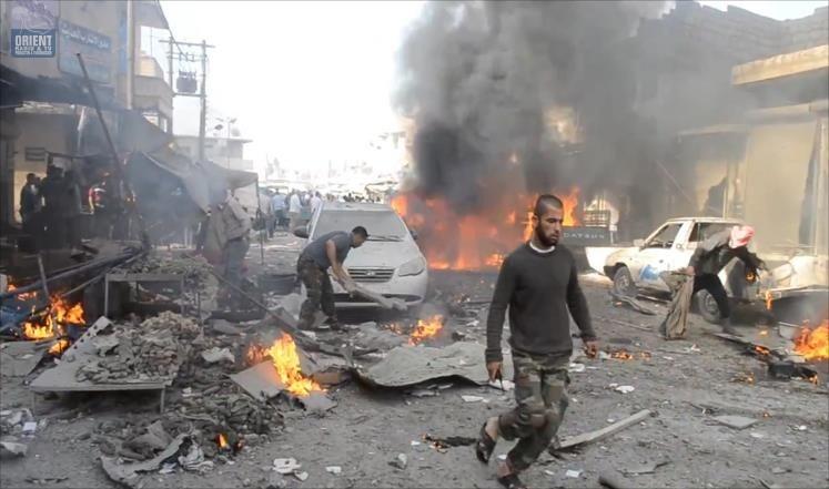 مجزرة بالبراميل المتفجرة في حلب