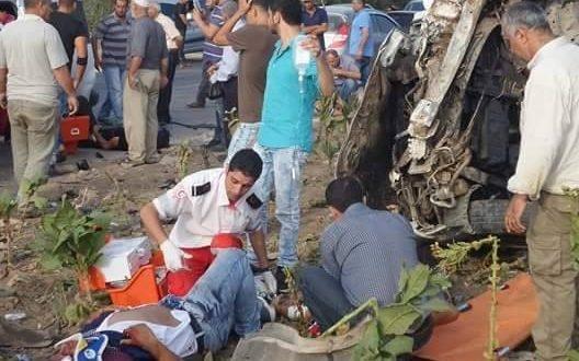 تسع اصابات بينها حالة خطيرة بحادث سير جنوب جنين