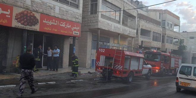 دفاع مدني القدس ينقذ مواطناً ويخمد ويحدّ من إحتراق محلاً تجارياً في عناتا