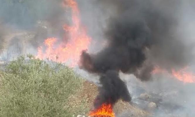 حريق كبير بين قرى فلسطينية في الجليل