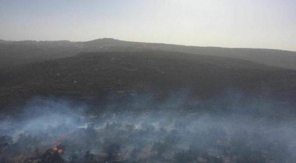 حريق كبير في منطقة عصيرة القبلية جنوب نابلس