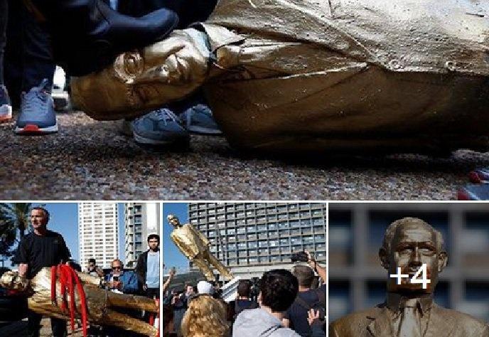 بالصور هكذا داس الاسرائيليون رأس نتانياهو !