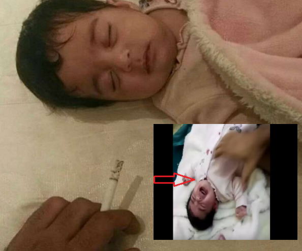 رجل يعذب طفلته الرضيعة ويخنقها نكاية بزوجته