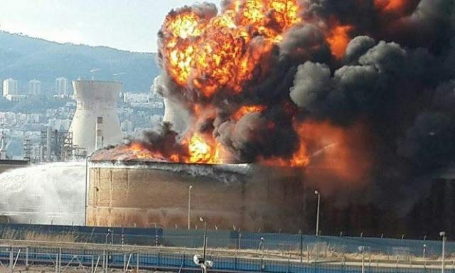 شبهات جنائية حول حريق مصافي النفط بحيفا