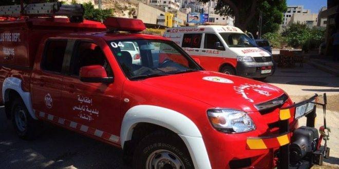 اصابة سيدة بجروح خطيرة باندلاع حريق في منزل بنابلس