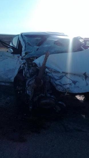 بالصور والفيديو- مصرع 6 أشخاص بحادث تصادم في معان