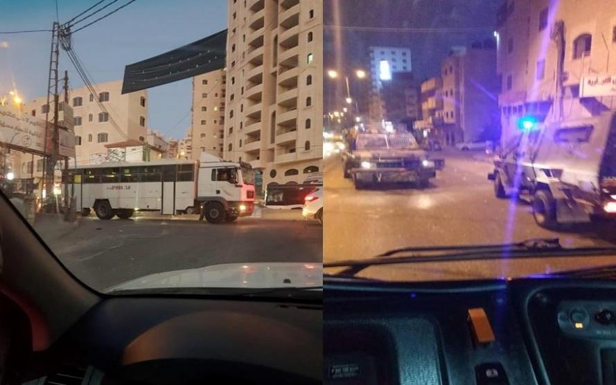 دخول حافلة جنود احتلال الى قلنديا والشبان يرشقونها بالحجارة