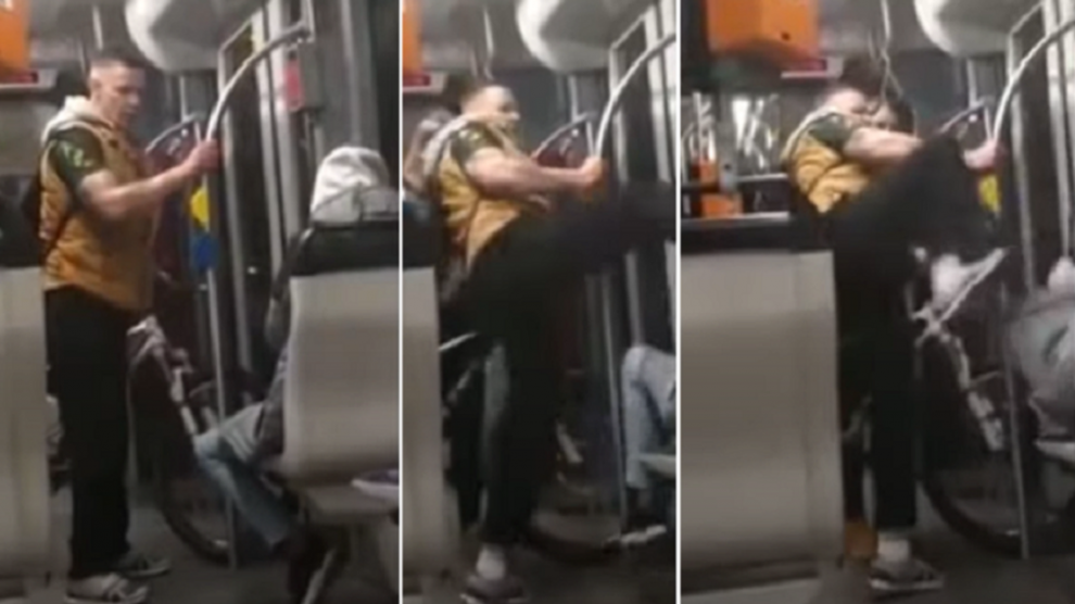 ألماني صوّروه في القطار وهو يبصق على سوري ويركله بوجهه