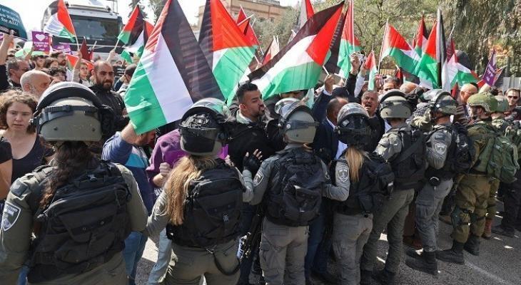  الاحتلال يقمع مسيرة لمتضامنين أجانب جنوب نابلس